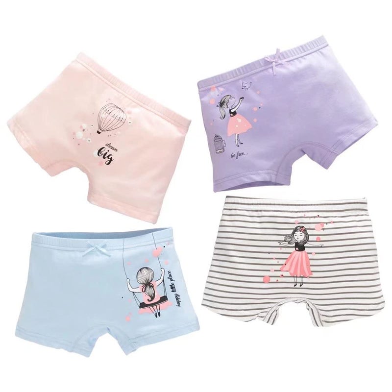 Core Pretty Little Girls Cotton Boy Shorts Underpants - Soft Breathable Toddler Panties & Undies for 9-10 Years, Comfortable Princess Underwear, Pack of 4 (Dressgirl) - Image 1